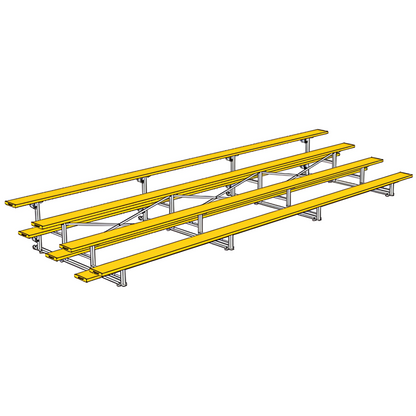 Jaypro Indoor Bleacher – 21' | 4 Row Tip & Roll Bleacher with Powder-Coated Frame – Single Foot Plank (BLCH-421TRGPC)