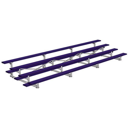Jaypro Indoor Bleacher – 21' | 4 Row Tip & Roll Bleacher with Powder-Coated Frame – Single Foot Plank (BLCH-421TRGPC)