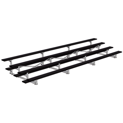 Jaypro Indoor Bleacher – 21' | 4 Row Tip & Roll Bleacher with Powder-Coated Frame – Single Foot Plank (BLCH-421TRGPC)