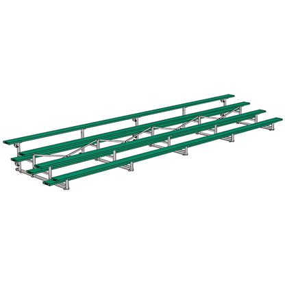 Jaypro Indoor Bleacher – 27' | 4 Row Tip & Roll Bleacher with Powder-Coated Frame – Single Foot Plank (BLCH-427TRGPC)