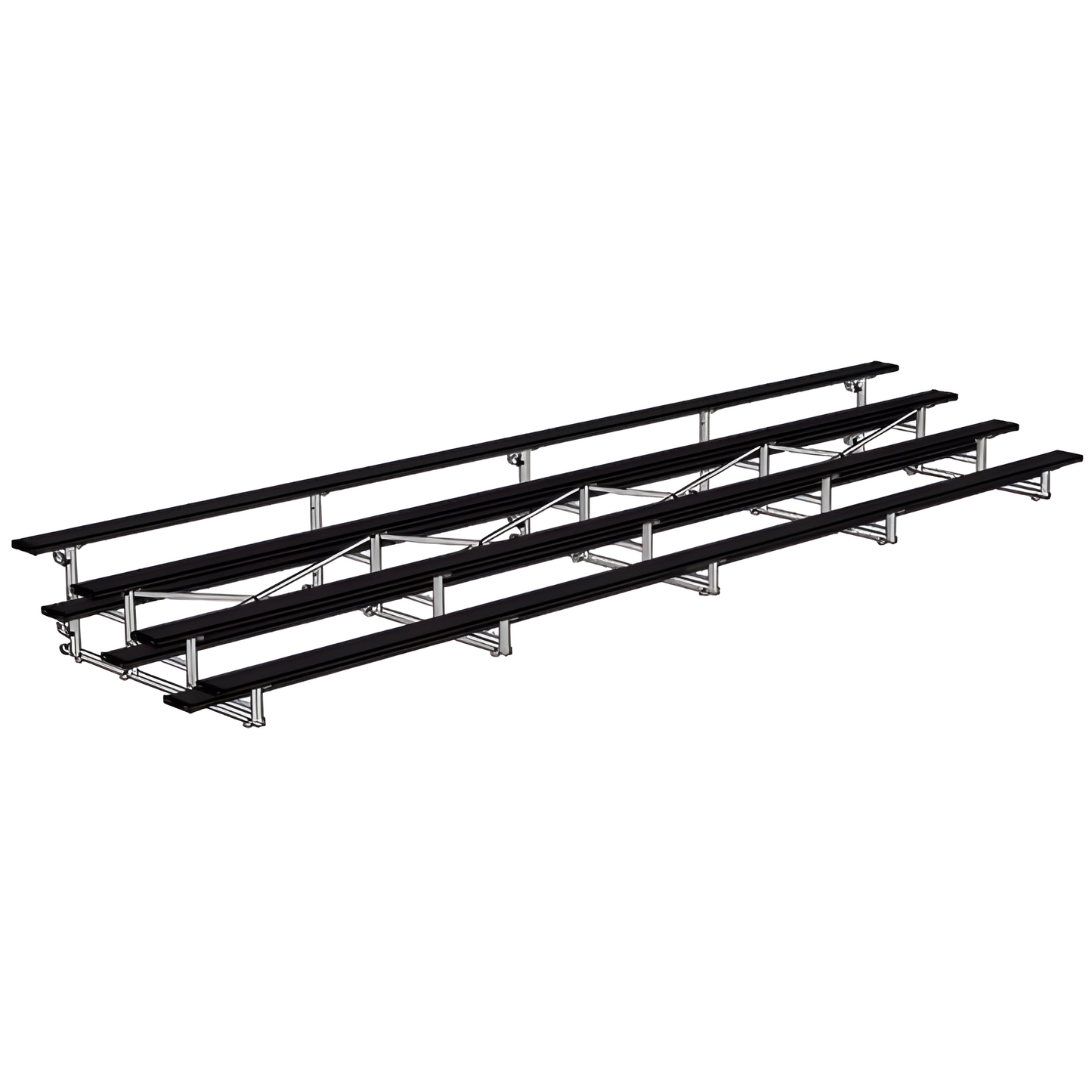 Jaypro Indoor Bleacher – 27' | 4 Row Tip & Roll Bleacher with Powder-Coated Frame – Single Foot Plank (BLCH-427TRGPC)