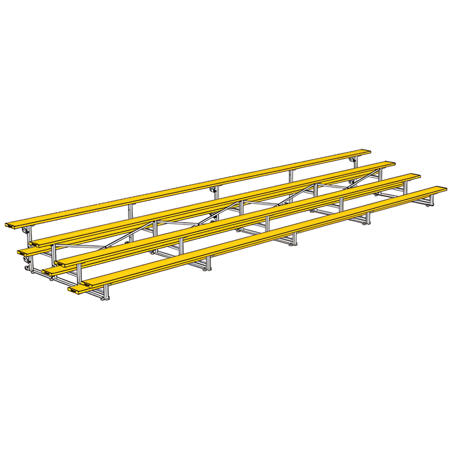 Jaypro Indoor Bleacher – 27' | 4 Row Tip & Roll Bleacher with Powder-Coated Frame – Single Foot Plank (BLCH-427TRGPC)