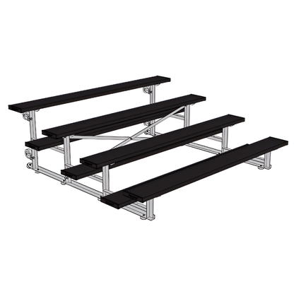 Jaypro Sports Bleacher - 4 Row - Tip & Roll, Single Foot Plank, Powder Coated - 7.5' L (BLCH-475TRGPC)