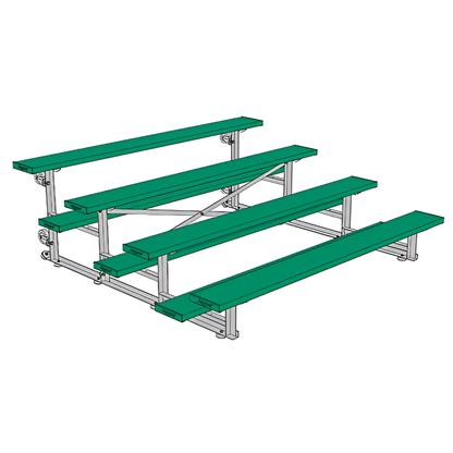 Jaypro Sports Bleacher - 4 Row - Tip & Roll, Single Foot Plank, Powder Coated - 7.5' L (BLCH-475TRGPC)