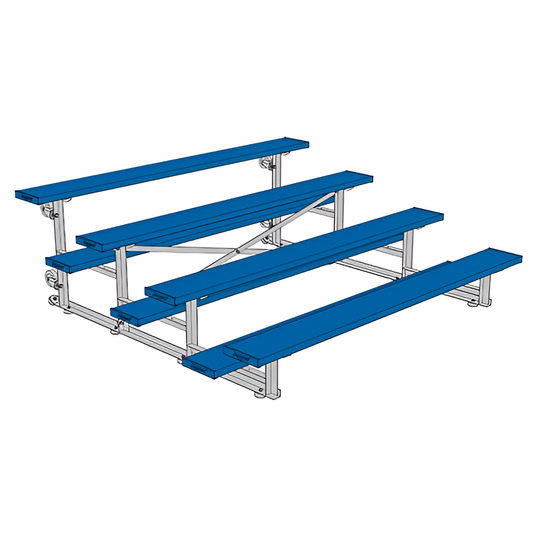 Jaypro Sports Bleacher - 4 Row - Tip & Roll, Single Foot Plank, Powder Coated - 7.5' L (BLCH-475TRGPC)