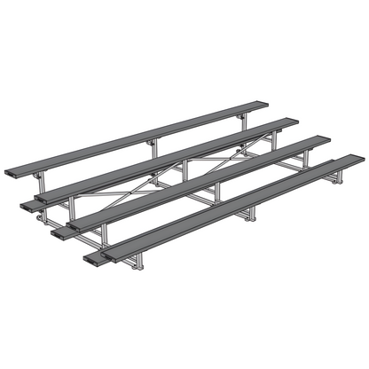 Jaypro Indoor Bleacher – 15' | 4 Row Tip & Roll Bleacher with Powder-Coated Frame – Single Foot Plank (BLCH-4TRGPC)
