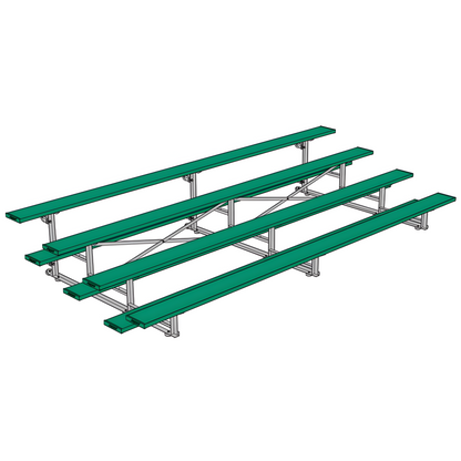 Jaypro Indoor Bleacher – 15' | 4 Row Tip & Roll Bleacher with Powder-Coated Frame – Single Foot Plank (BLCH-4TRGPC)