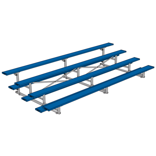 Jaypro Indoor Bleacher – 15' | 4 Row Tip & Roll Bleacher with Powder-Coated Frame – Single Foot Plank (BLCH-4TRGPC)