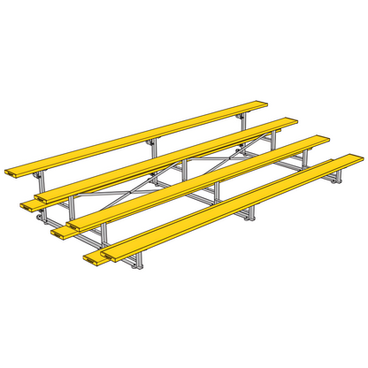 Jaypro Indoor Bleacher – 15' | 4 Row Tip & Roll Bleacher with Powder-Coated Frame – Single Foot Plank (BLCH-4TRGPC)