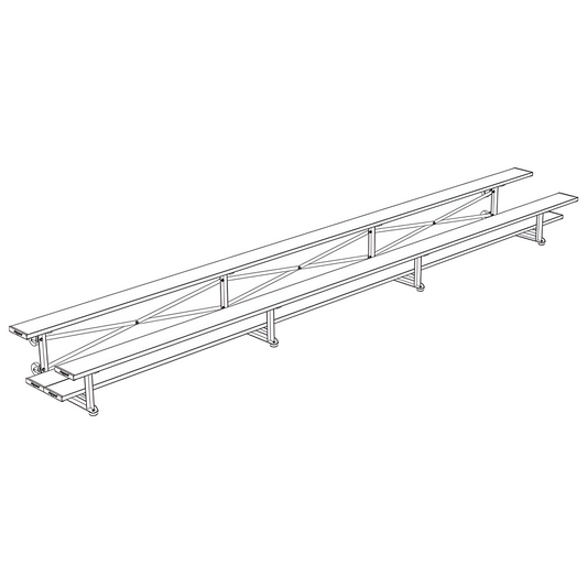 Jaypro Sports Bleacher - 2 Row - Tip & Roll, Double Foot Plank - 21' L (BLDP-221TRG)