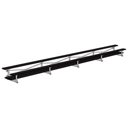 Jaypro Sports Bleacher - 2 Row - Tip & Roll, Double Foot Plank, Powder Coated - 27' L (BLDP-227TRGPC)