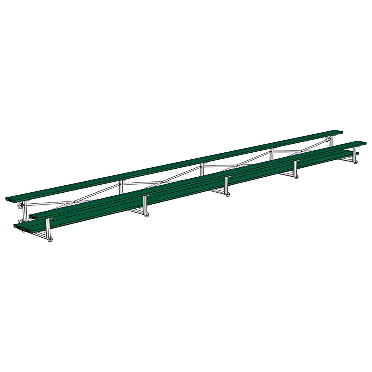 Jaypro Sports Bleacher - 2 Row - Tip & Roll, Double Foot Plank, Powder Coated - 27' L (BLDP-227TRGPC)