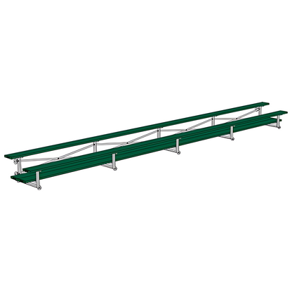 Jaypro Sports Bleacher - 2 Row - Tip & Roll, Double Foot Plank, Powder Coated - 27' L (BLDP-227TRGPC)