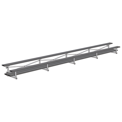 Jaypro Sports Bleacher - 2 Row - Tip & Roll, Double Foot Plank, Powder Coated - 27' L (BLDP-227TRGPC)