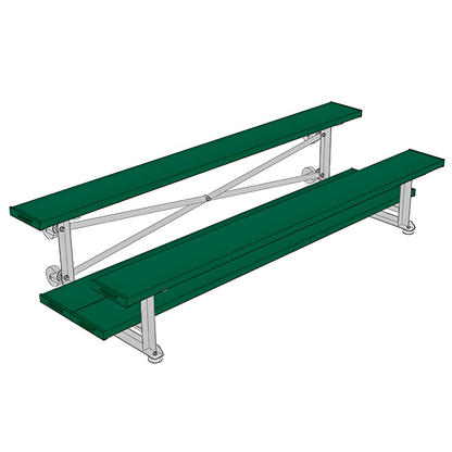 Jaypro Sports Bleacher - 2 Row - Tip & Roll, Double Foot Plank, Powder Coated - 7.5' L (BLDP-275TRGPC)