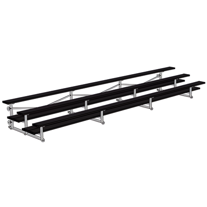 Jaypro BLDP-321TGRPC Indoor Bleacher Seats | 21 ft. (3 Row - Double Foot Plank) |Tip  Roll (Powder Coated)