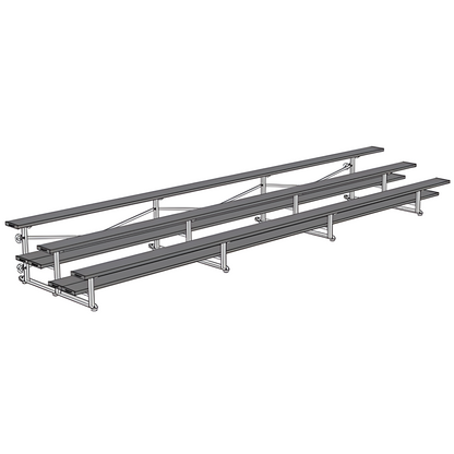 Jaypro BLDP-321TGRPC Indoor Bleacher Seats | 21 ft. (3 Row - Double Foot Plank) |Tip  Roll (Powder Coated)
