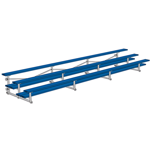 Jaypro BLDP-321TGRPC Indoor Bleacher Seats | 21 ft. (3 Row - Double Foot Plank) |Tip  Roll (Powder Coated)