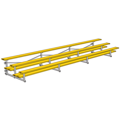 Jaypro BLDP-321TGRPC Indoor Bleacher Seats | 21 ft. (3 Row - Double Foot Plank) |Tip  Roll (Powder Coated)