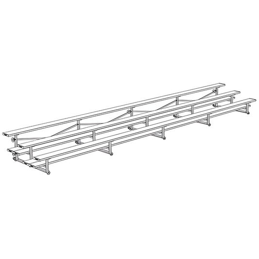 Jaypro BLDP-327TRG Indoor Bleacher Seats | 27 ft. (3 Row - Double Foot Plank) | Tip & Roll