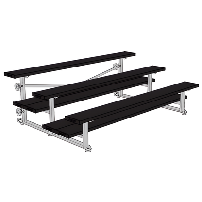 Jaypro Sports Bleacher - 3 Row - Tip & Roll, Double Foot Plank, powder Coated - 7.5' L (BLDP-375TRGPC)