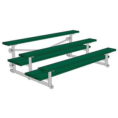 Jaypro Sports Bleacher - 3 Row - Tip & Roll, Double Foot Plank, powder Coated - 7.5' L (BLDP-375TRGPC)