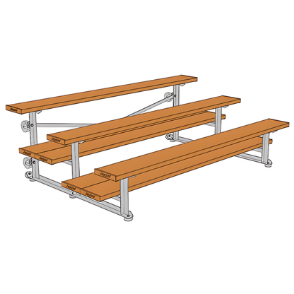 Jaypro Sports Bleacher - 3 Row - Tip & Roll, Double Foot Plank, powder Coated - 7.5' L (BLDP-375TRGPC)