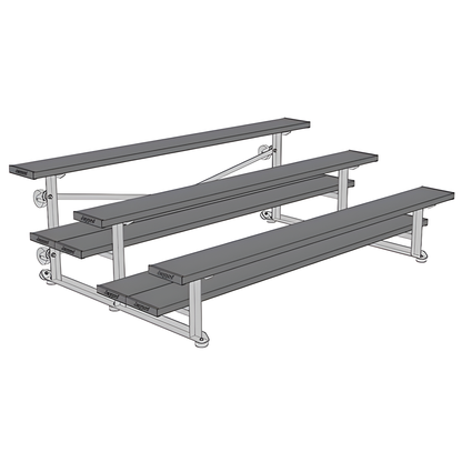 Jaypro Sports Bleacher - 3 Row - Tip & Roll, Double Foot Plank, powder Coated - 7.5' L (BLDP-375TRGPC)