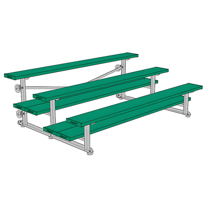 Jaypro Sports Bleacher - 3 Row - Tip & Roll, Double Foot Plank, powder Coated - 7.5' L (BLDP-375TRGPC)