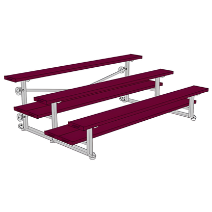 Jaypro Sports Bleacher - 3 Row - Tip & Roll, Double Foot Plank, powder Coated - 7.5' L (BLDP-375TRGPC)