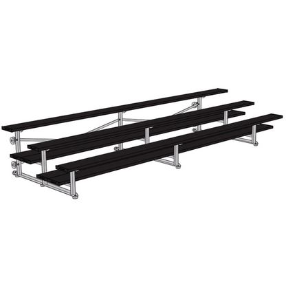 Jaypro Sports Bleacher - 3 Row - Tip & Roll, Double Foot Plank, Powder Coated - 15' ft (BLDP-3TRGPC)