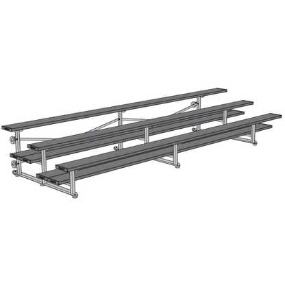Jaypro Sports Bleacher - 3 Row - Tip & Roll, Double Foot Plank, Powder Coated - 15' ft (BLDP-3TRGPC)