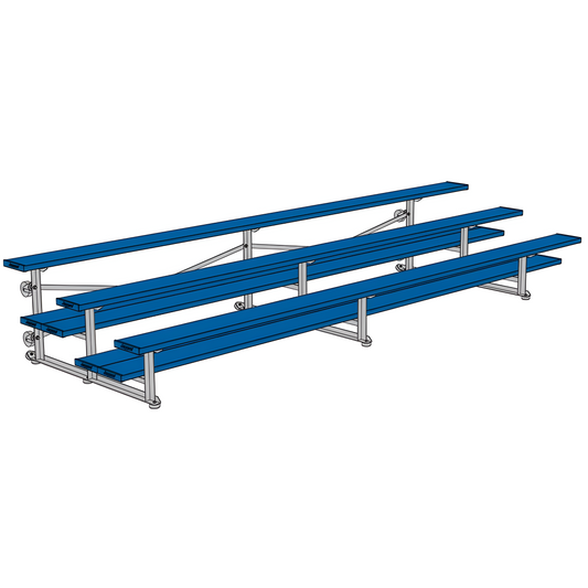 Jaypro Sports Bleacher - 3 Row - Tip & Roll, Double Foot Plank, Powder Coated - 15' ft (BLDP-3TRGPC)