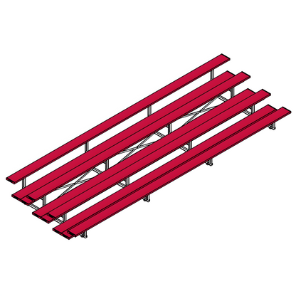Jaypro Indoor Bleacher – 21' | 4 Row Tip & Roll Bleacher with Double Foot Plank – Powder-Coated Frame (BLDP-421TRGPC)