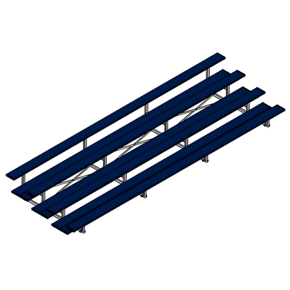 Jaypro Indoor Bleacher – 21' | 4 Row Tip & Roll Bleacher with Double Foot Plank – Powder-Coated Frame (BLDP-421TRGPC)