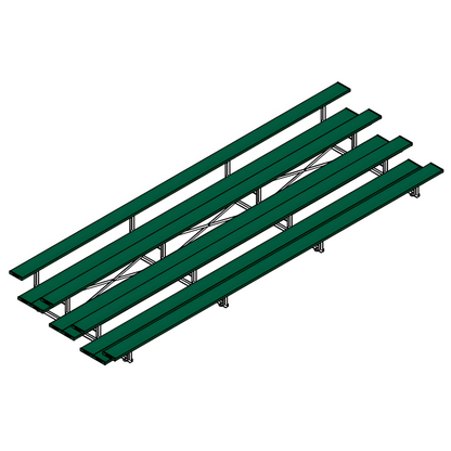 Jaypro Indoor Bleacher – 21' | 4 Row Tip & Roll Bleacher with Double Foot Plank – Powder-Coated Frame (BLDP-421TRGPC)