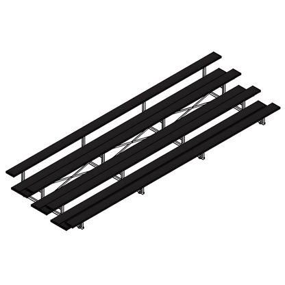Jaypro Indoor Bleacher – 21' | 4 Row Tip & Roll Bleacher with Double Foot Plank – Powder-Coated Frame (BLDP-421TRGPC)