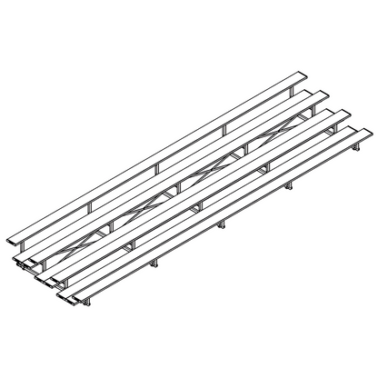 Jaypro Sports Bleacher - 4 Row - Tip & Roll, Double Foot Plank - 27' L (BLDP-427TRG)