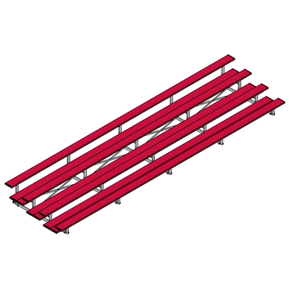 Jaypro Indoor Bleacher – 27' | 4 Row Tip & Roll Bleacher with Double Foot Plank – Powder-Coated Frame (BLDP-427TRGPC)