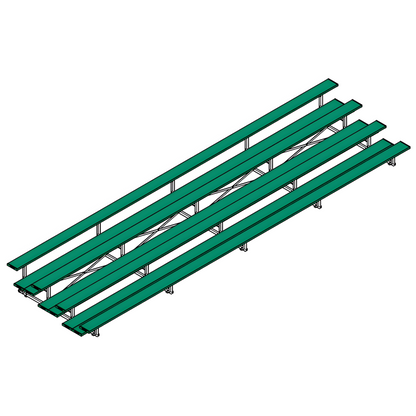 Jaypro Indoor Bleacher – 27' | 4 Row Tip & Roll Bleacher with Double Foot Plank – Powder-Coated Frame (BLDP-427TRGPC)