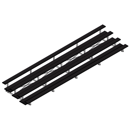 Jaypro Indoor Bleacher – 27' | 4 Row Tip & Roll Bleacher with Double Foot Plank – Powder-Coated Frame (BLDP-427TRGPC)