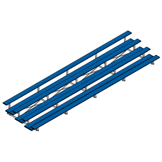 Jaypro Indoor Bleacher – 27' | 4 Row Tip & Roll Bleacher with Double Foot Plank – Powder-Coated Frame (BLDP-427TRGPC)