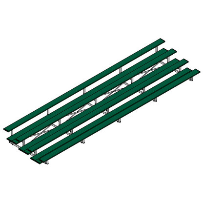 Jaypro Indoor Bleacher – 27' | 4 Row Tip & Roll Bleacher with Double Foot Plank – Powder-Coated Frame (BLDP-427TRGPC)
