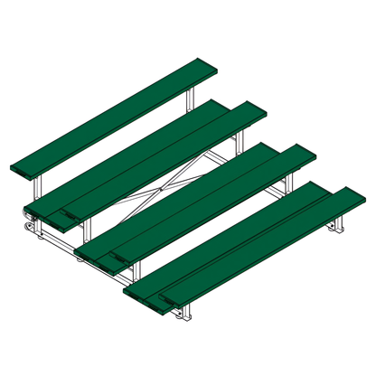 Jaypro Sports Bleacher - 4 Row - Tip & Roll, Double Foot Plank, Powder Coated - 7.5' L (BLDP-475TRGPC)
