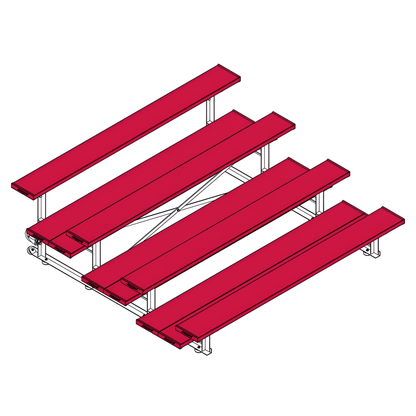 Jaypro Sports Bleacher - 4 Row - Tip & Roll, Double Foot Plank, Powder Coated - 7.5' L (BLDP-475TRGPC)
