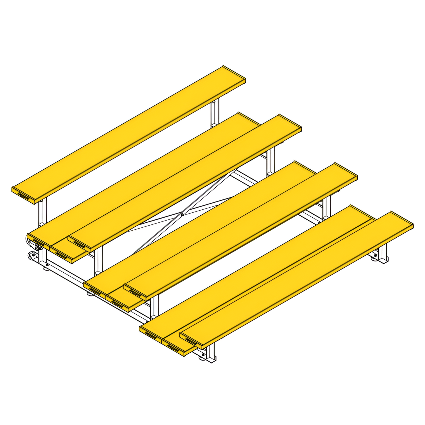 Jaypro Sports Bleacher - 4 Row - Tip & Roll, Double Foot Plank, Powder Coated - 7.5' L (BLDP-475TRGPC)