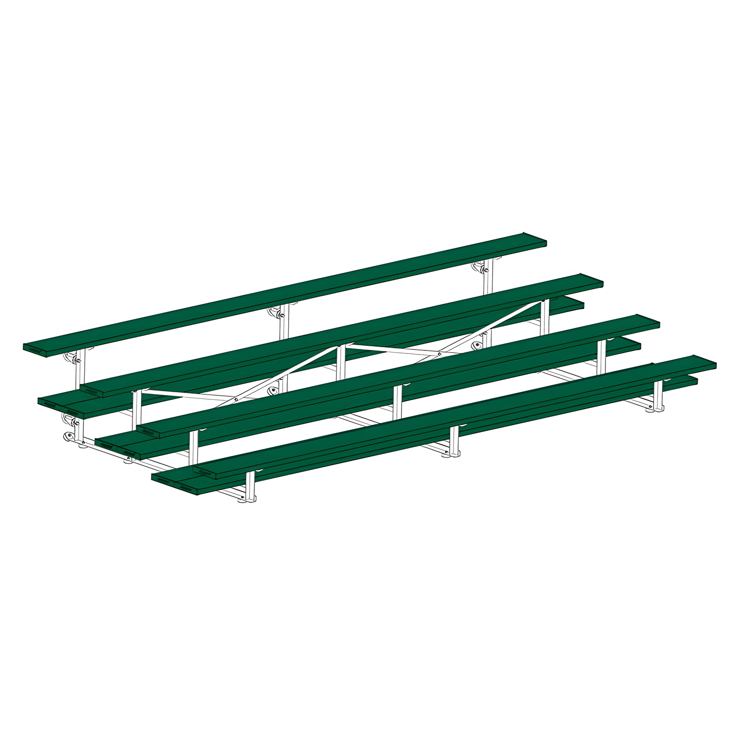 Jaypro Sports Bleacher - 4 Row - Tip & Roll, Double Foot Plank, Powder Coated - 15' L (BLDP-4TRGPC)