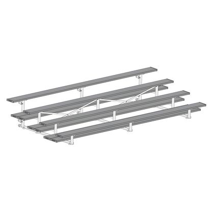 Jaypro Sports Bleacher - 4 Row - Tip & Roll, Double Foot Plank, Powder Coated - 15' L (BLDP-4TRGPC)