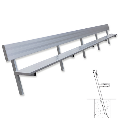 Jaypro Sports Outdoor Player Benches - In Ground - Aluminum Team Bench with Seat Back - 27' (PB-90PI)