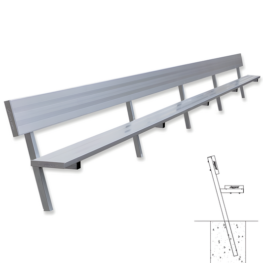 Jaypro Sports Outdoor Player Benches - In Ground - Aluminum Team Bench with Seat Back - 27' (PB-90PI)
